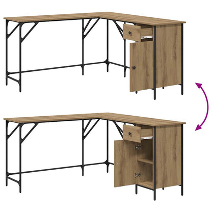vidaXL Desk Artisan Oak 141 x 141 x 75 cm Engineered Wood