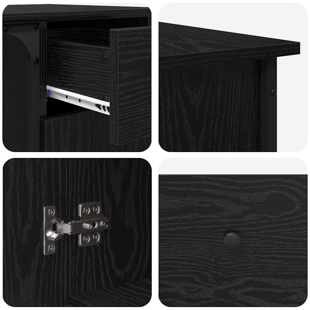 vidaXL Desk Black Oak Engineered Wood 141 x 141 x 75 cm