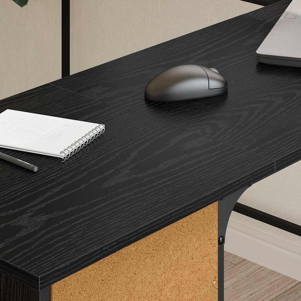 vidaXL Desk Black Oak Engineered Wood 141 x 141 x 75 cm