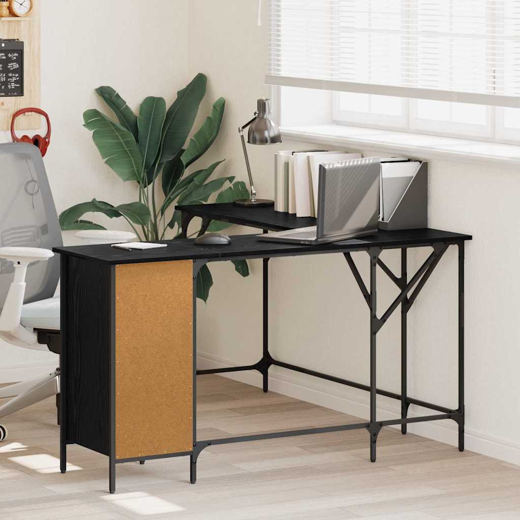 vidaXL Desk Black Oak Engineered Wood 141 x 141 x 75 cm