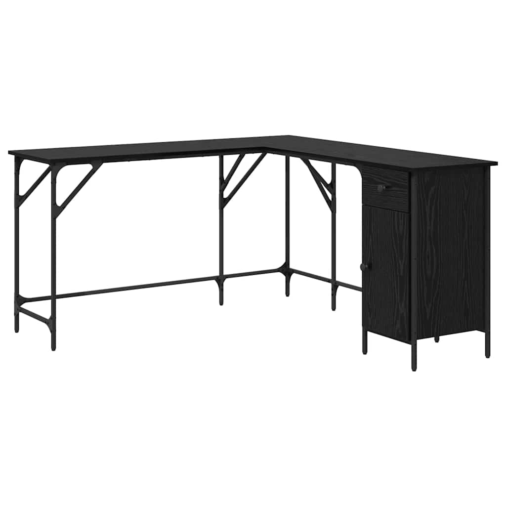 vidaXL Desk Black Oak Engineered Wood 141 x 141 x 75 cm