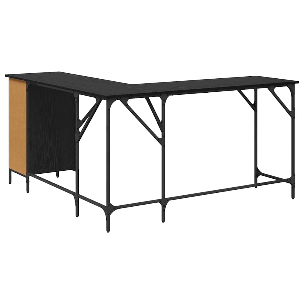 vidaXL Desk Black Oak Engineered Wood 141 x 141 x 75 cm