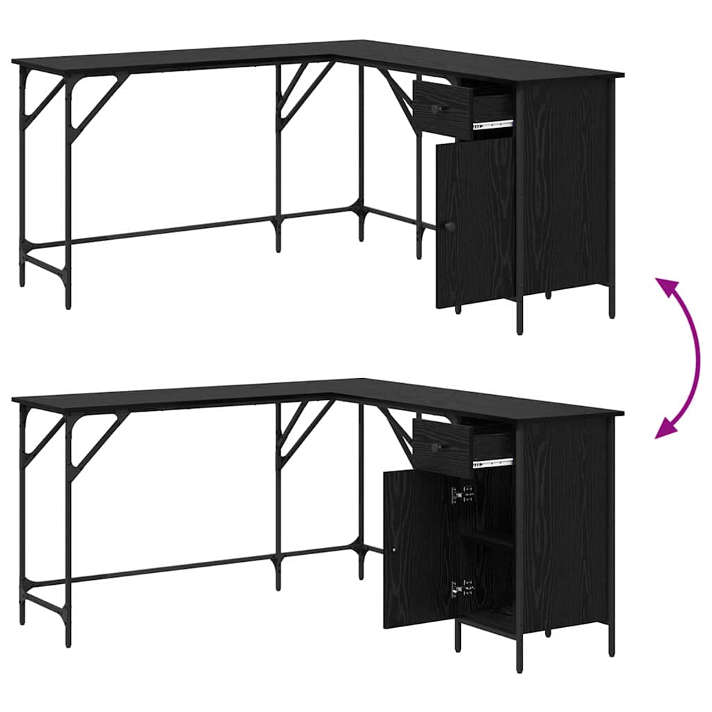 vidaXL Desk Black Oak Engineered Wood 141 x 141 x 75 cm