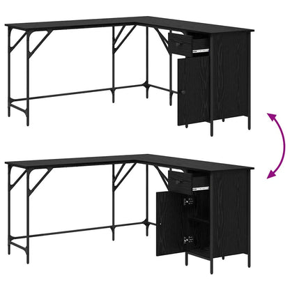 vidaXL Desk Black Oak Engineered Wood 141 x 141 x 75 cm