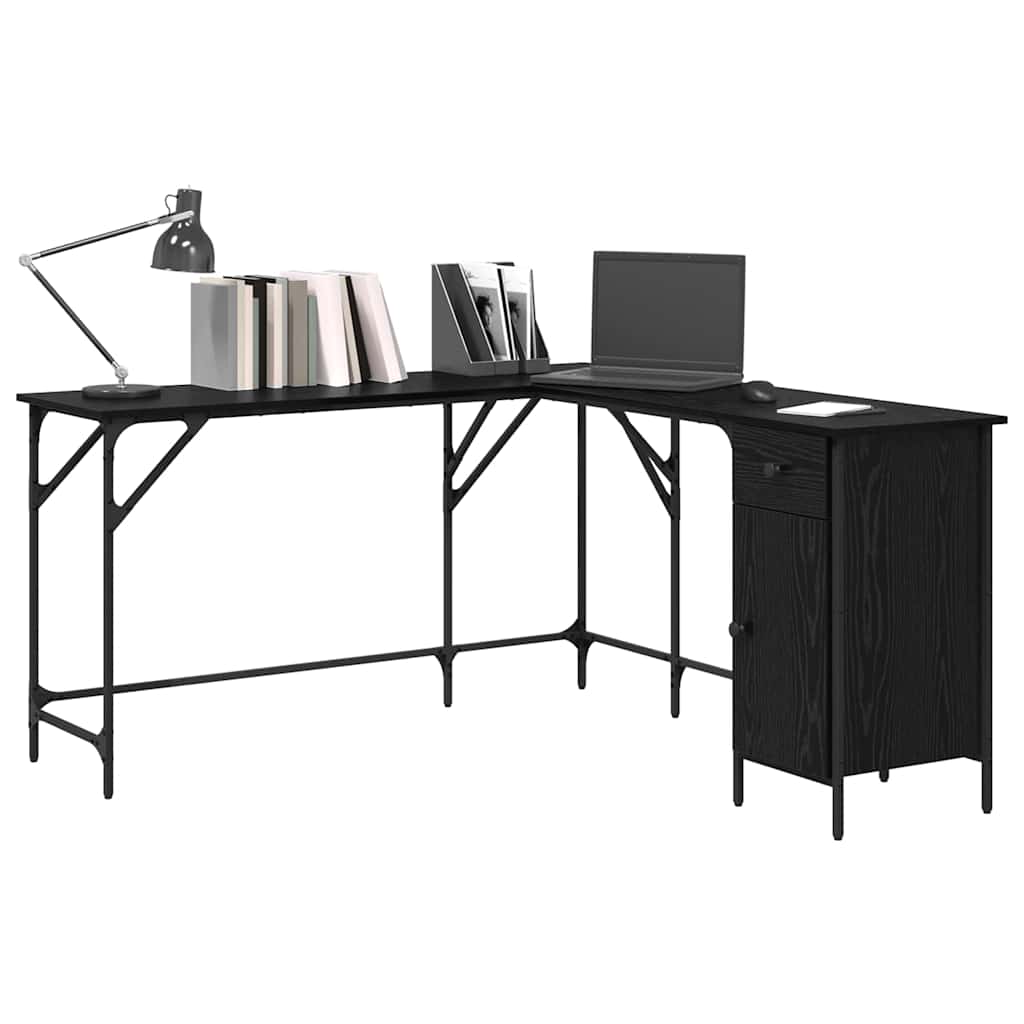 vidaXL Desk Black Oak Engineered Wood 141 x 141 x 75 cm