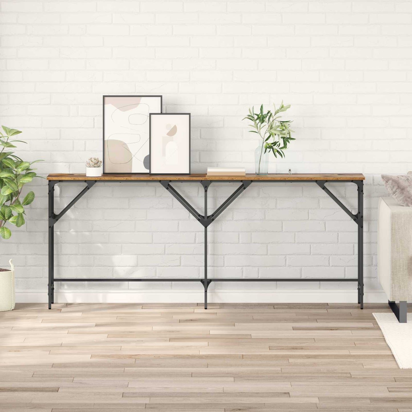 vidaXL Console Table Old Wood 180 x 30 x 75 cm Engineered Wood