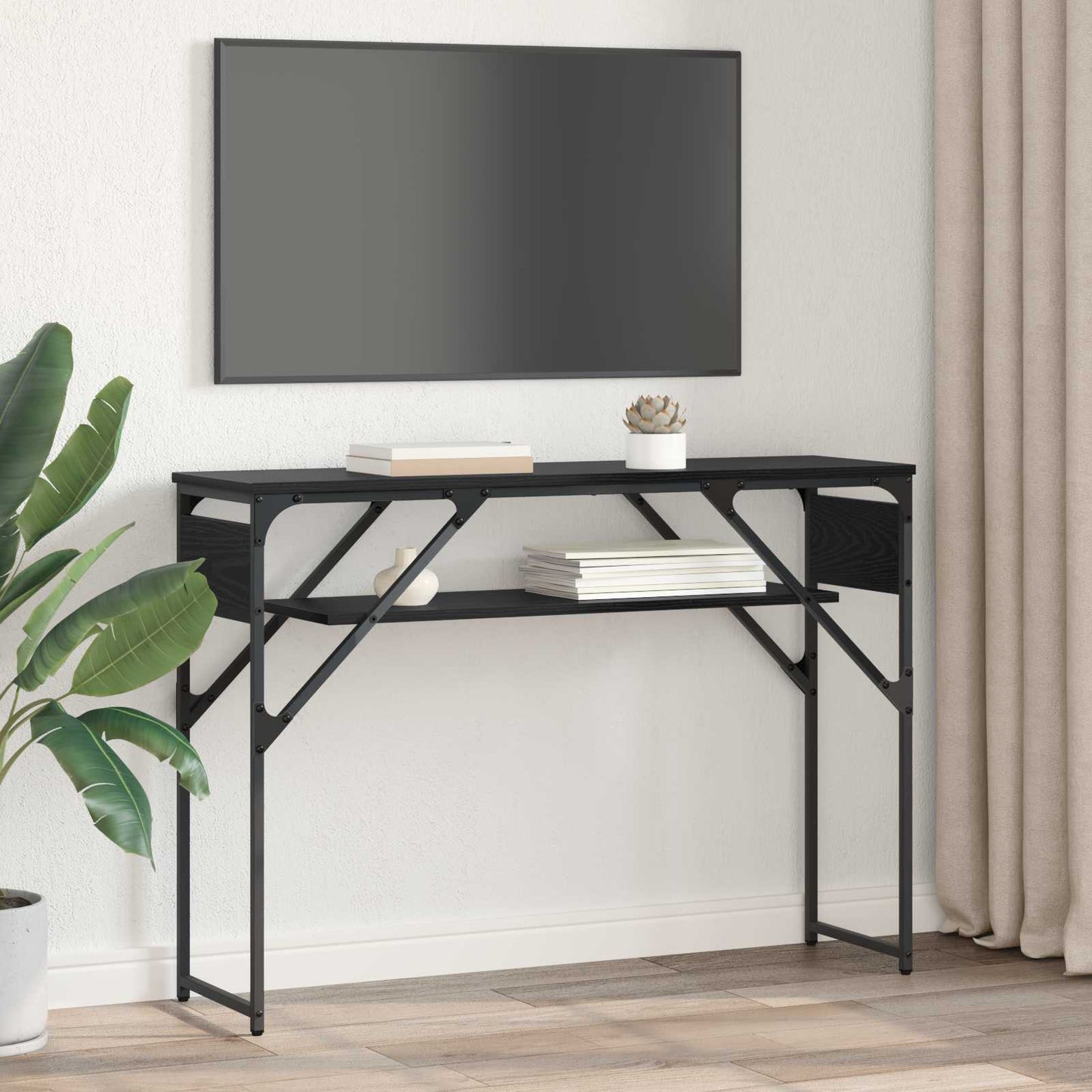 vidaXL ConsoleTable Black Oak 105x30x75cm Engineered Wood