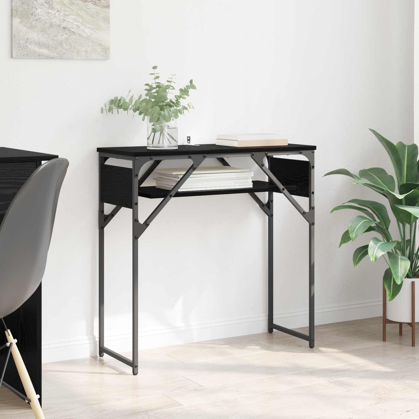 vidaXL ConsoleTable Black Oak 75x30x75cm Engineered Wood
