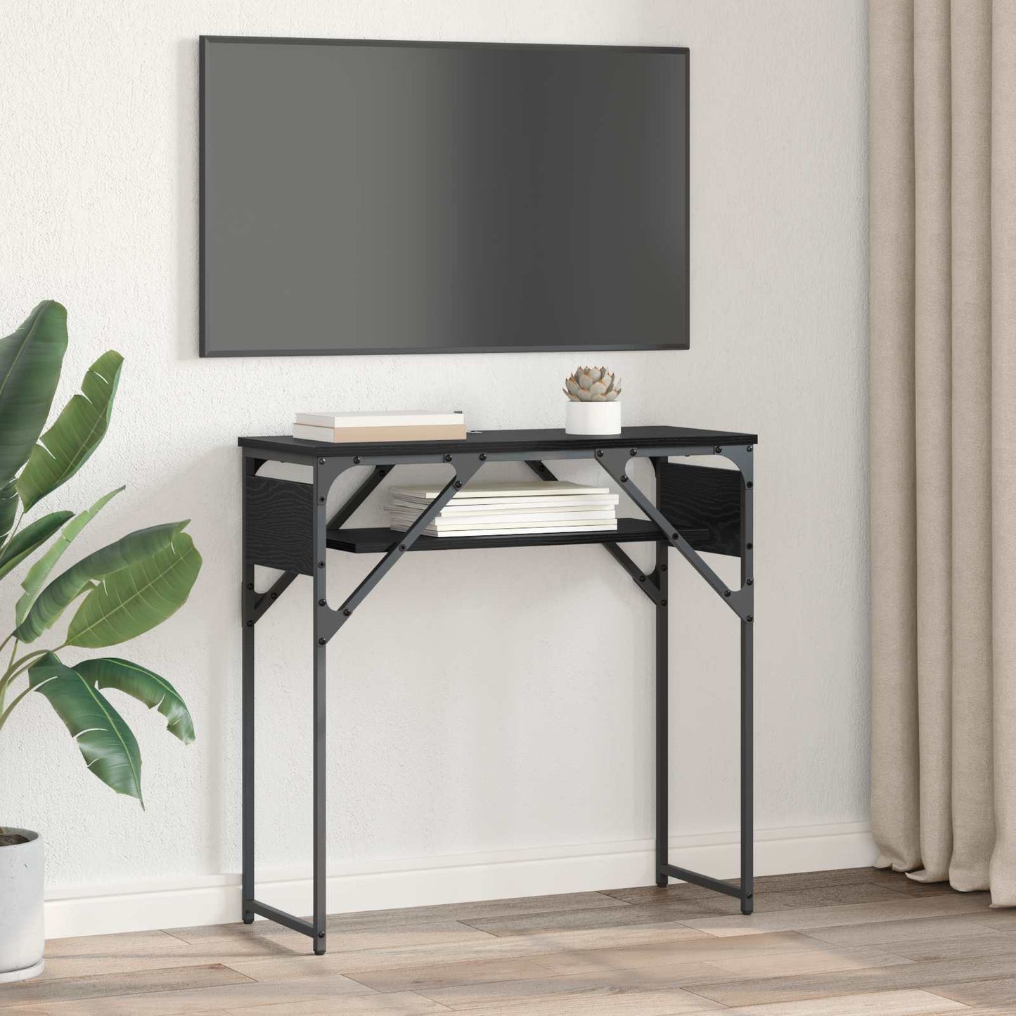 vidaXL ConsoleTable Black Oak 75x30x75cm Engineered Wood