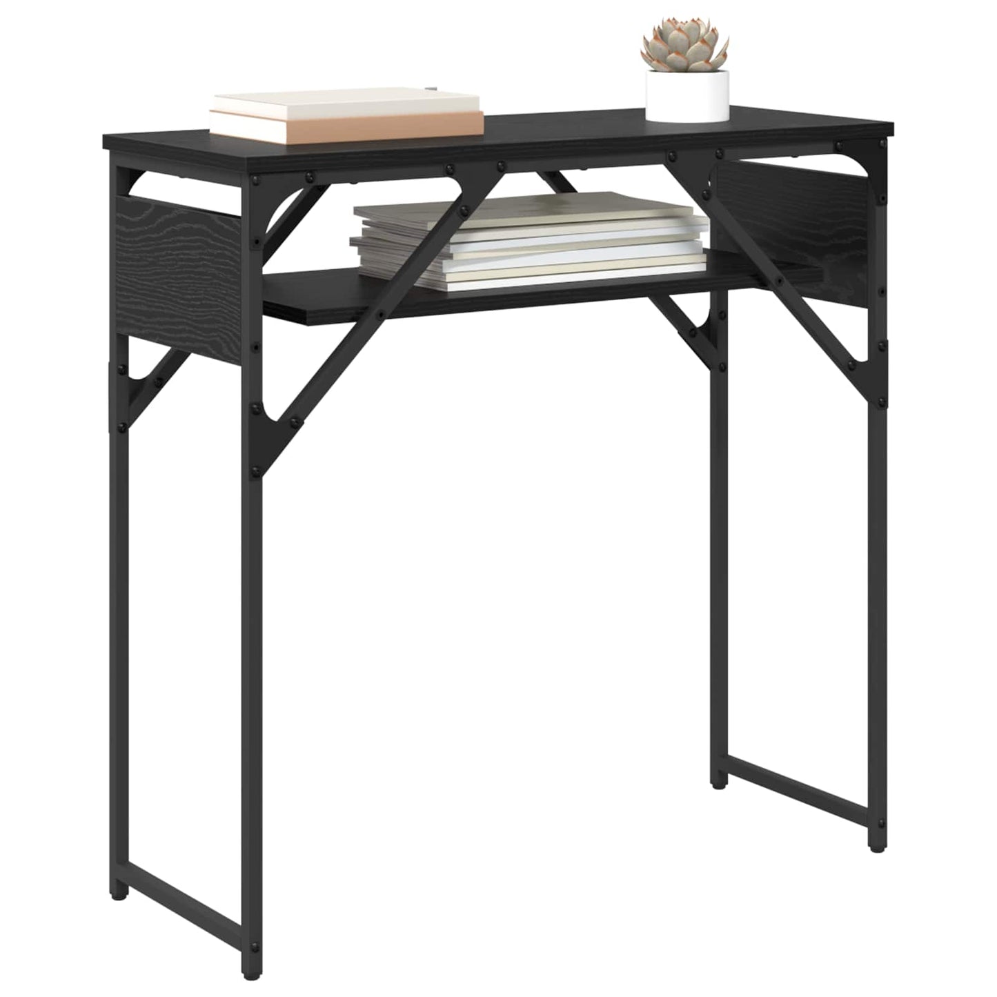vidaXL ConsoleTable Black Oak 75x30x75cm Engineered Wood