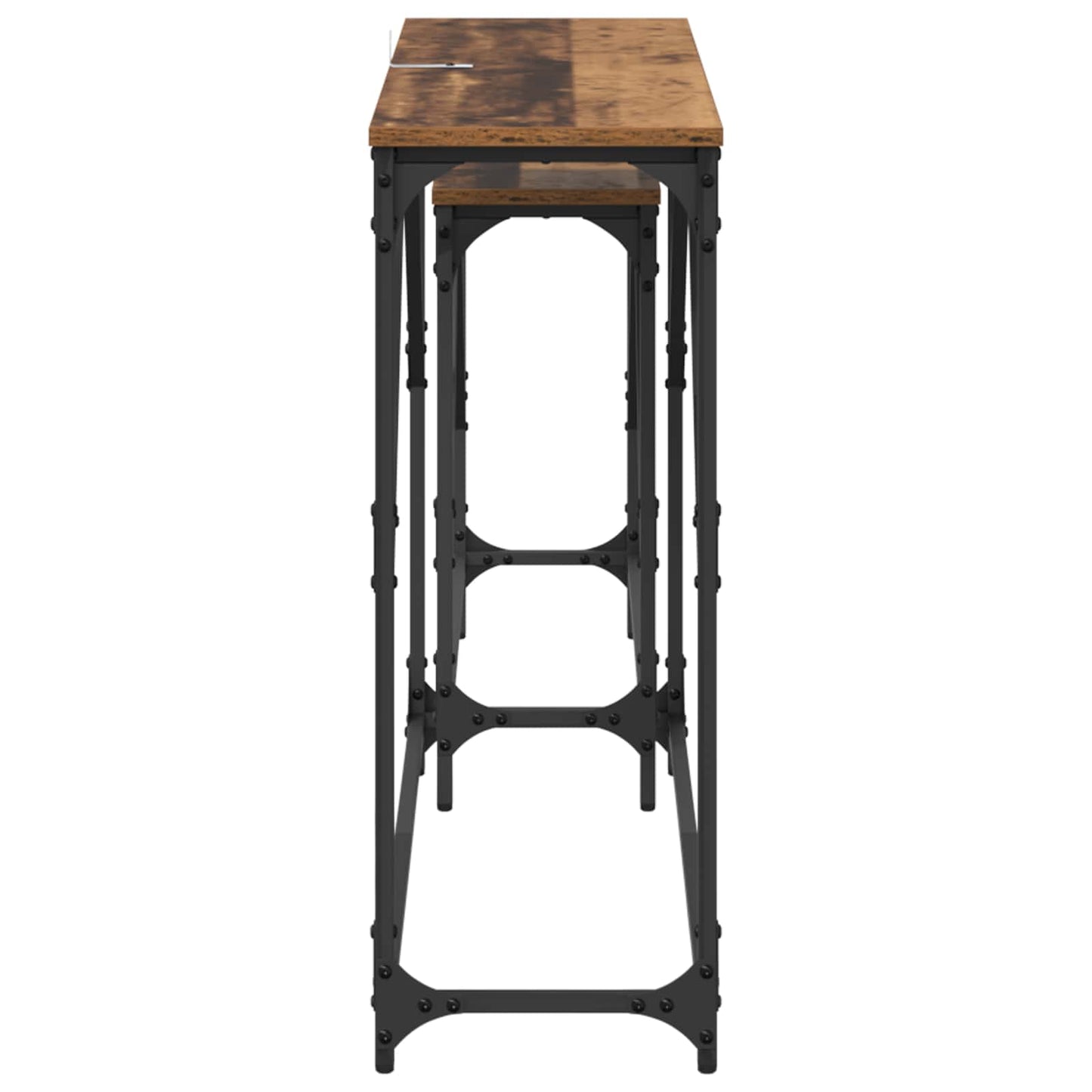vidaXL Console Table 2 pcs Old Wood 100 x 28 x 75 cm Engineered Wood