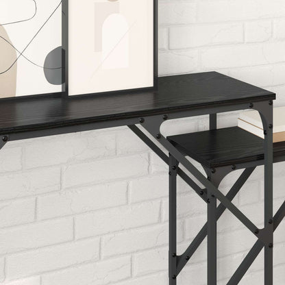 vidaXL Console Table 2 pcs Black Oak 100 x 28 x 75 cm Engineered Wood