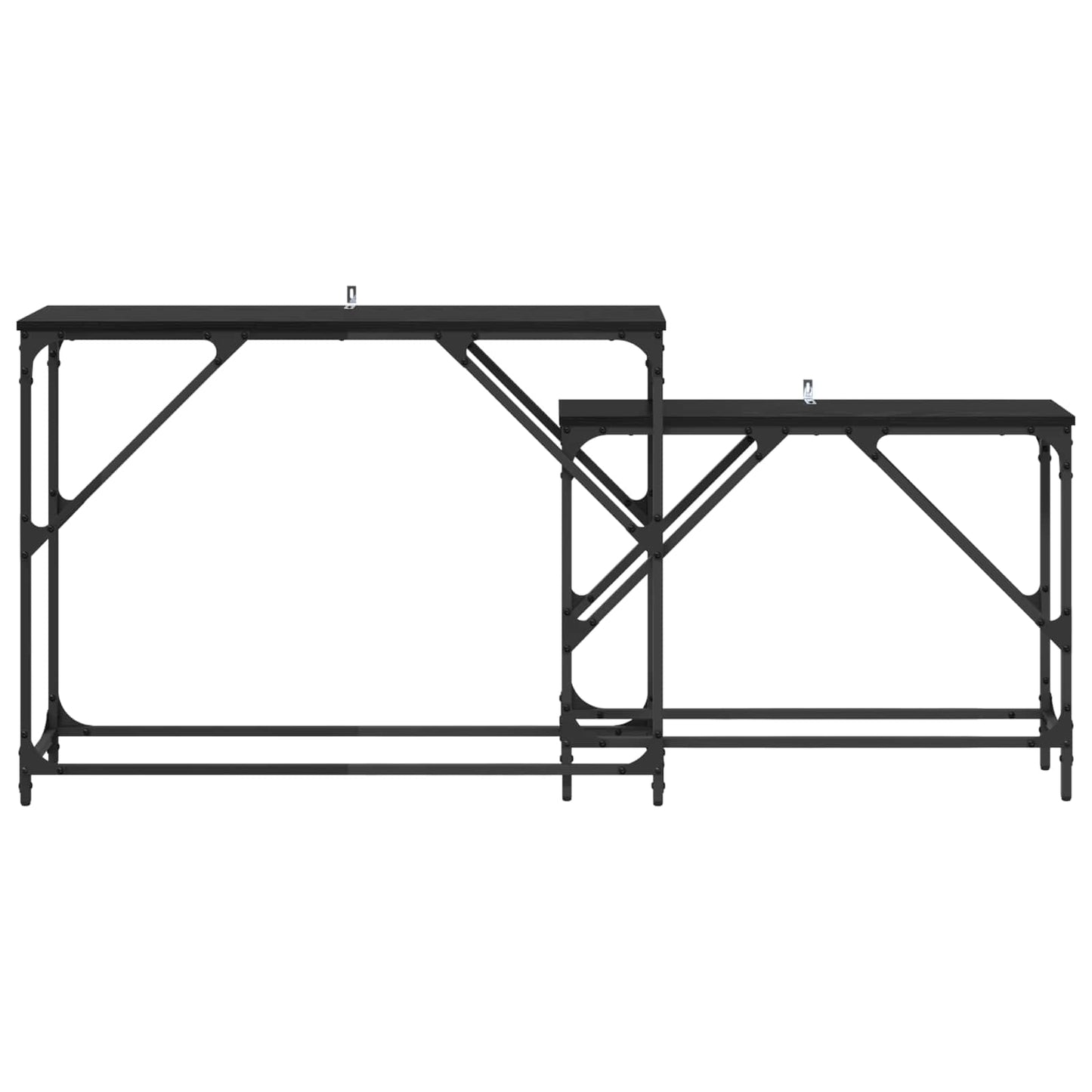 vidaXL Console Table 2 pcs Black Oak 100 x 28 x 75 cm Engineered Wood