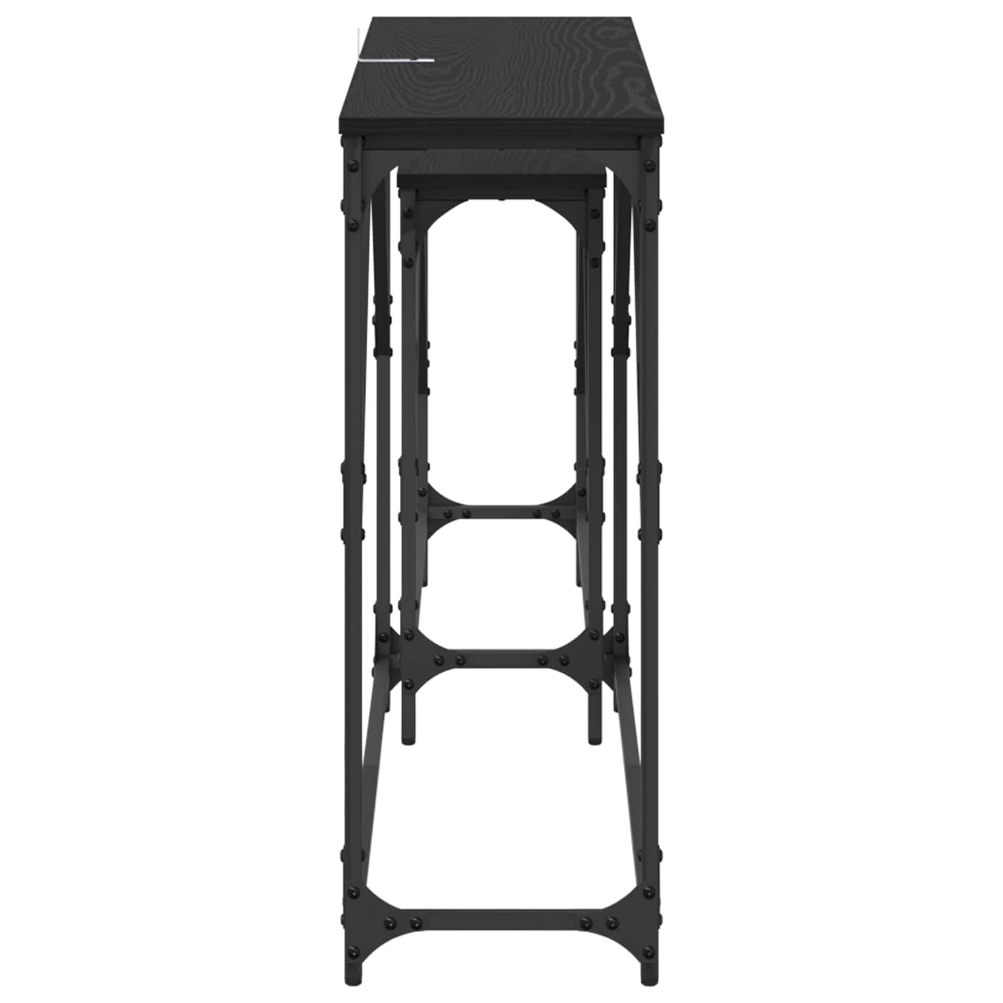 vidaXL Console Table 2 pcs Black Oak 100 x 28 x 75 cm Engineered Wood