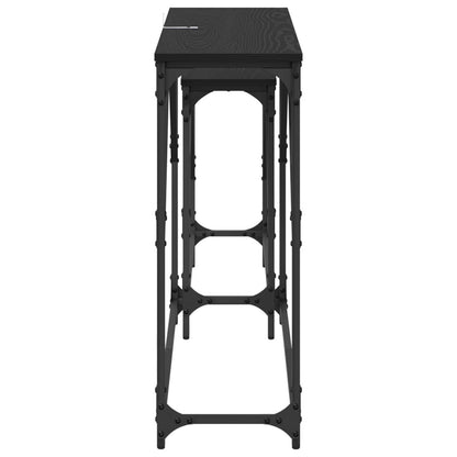 vidaXL Console Table 2 pcs Black Oak 100 x 28 x 75 cm Engineered Wood