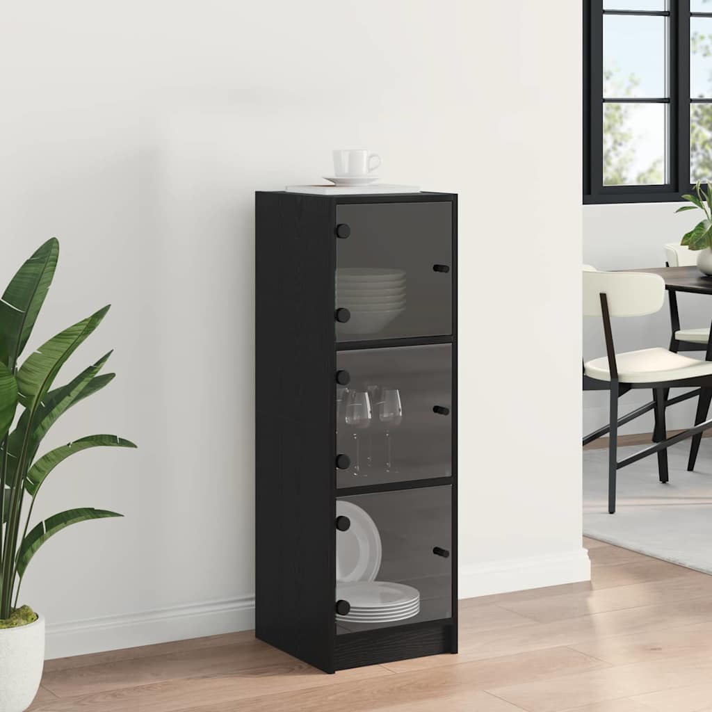 vidaXL Highboard Black Oak 35 x 37 x 109 cm Engineered Wood