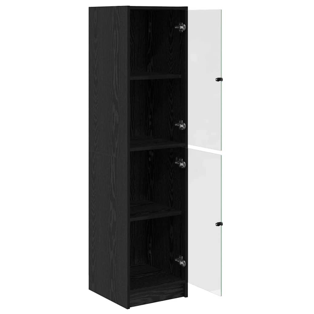 vidaXL Highboard Black Oak 35 x 37 x 142 cm Engineered Wood