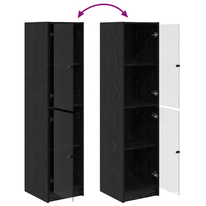vidaXL Highboard Black Oak 35 x 37 x 142 cm Engineered Wood