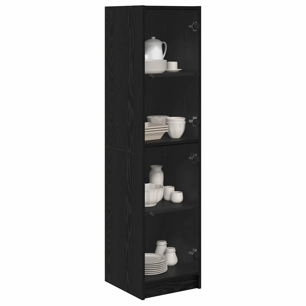 vidaXL Highboard Black Oak 35 x 37 x 142 cm Engineered Wood