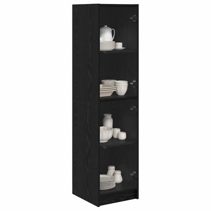 vidaXL Highboard Black Oak 35 x 37 x 142 cm Engineered Wood