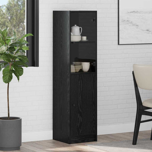 vidaXL Highboard Black Oak 35 x 37 x 142 cm Engineered Wood