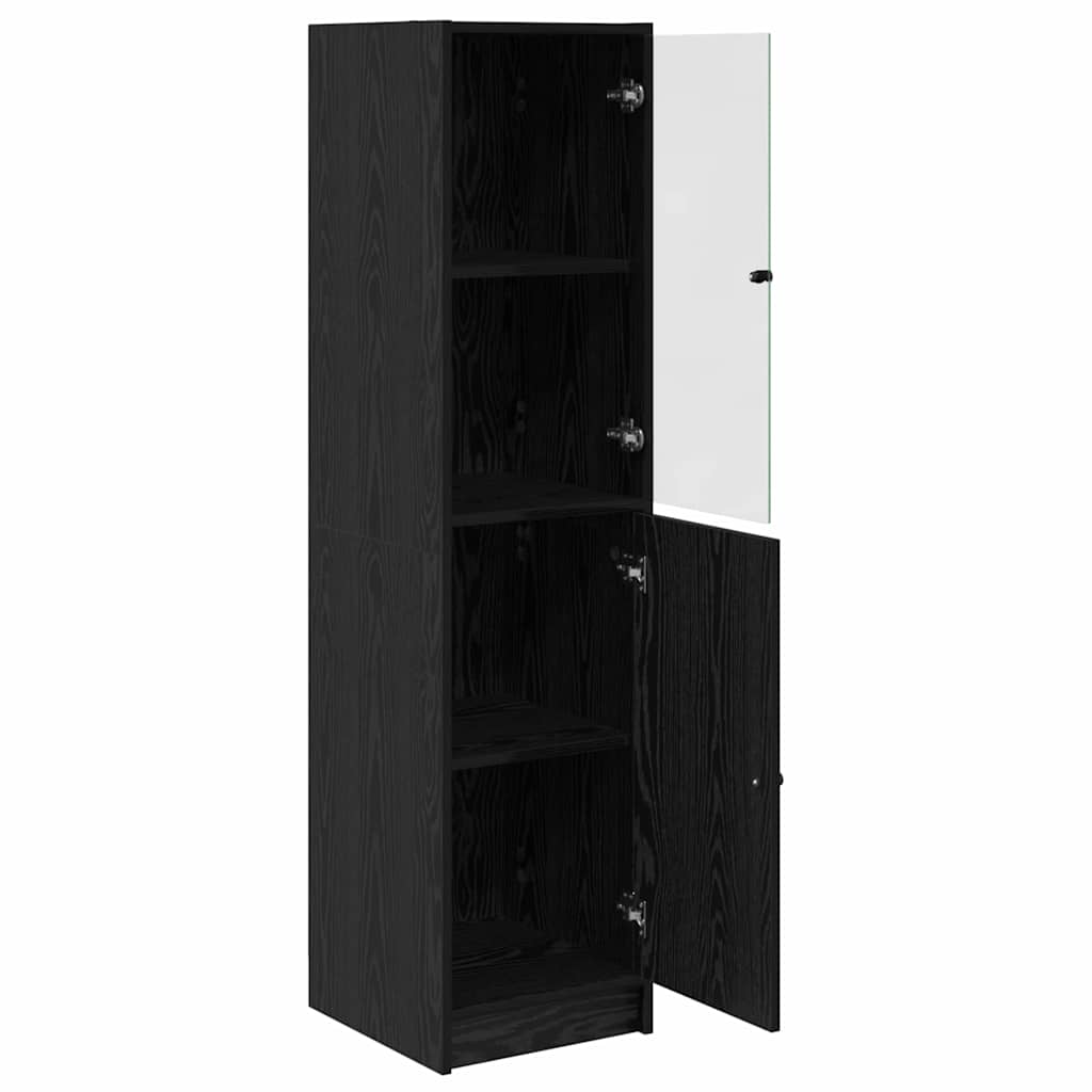 vidaXL Highboard Black Oak 35 x 37 x 142 cm Engineered Wood