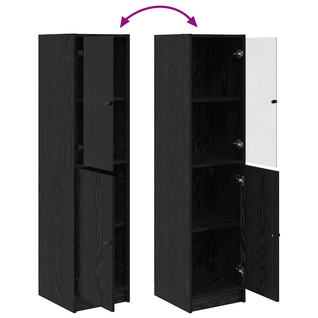 vidaXL Highboard Black Oak 35 x 37 x 142 cm Engineered Wood