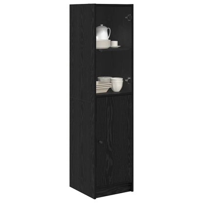 vidaXL Highboard Black Oak 35 x 37 x 142 cm Engineered Wood