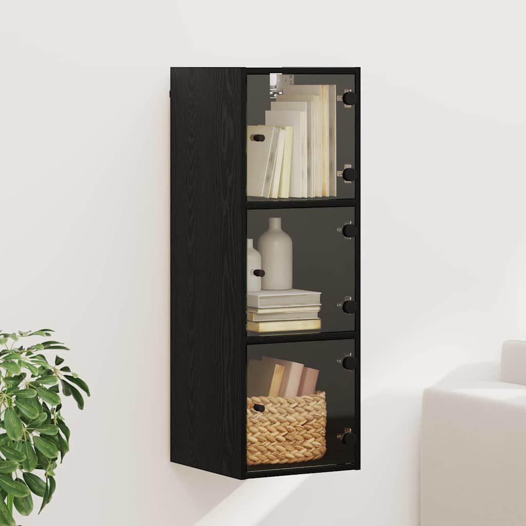 vidaXL Wall Cabinet 35 x 37 x 102 cm Engineered Wood Black Oak