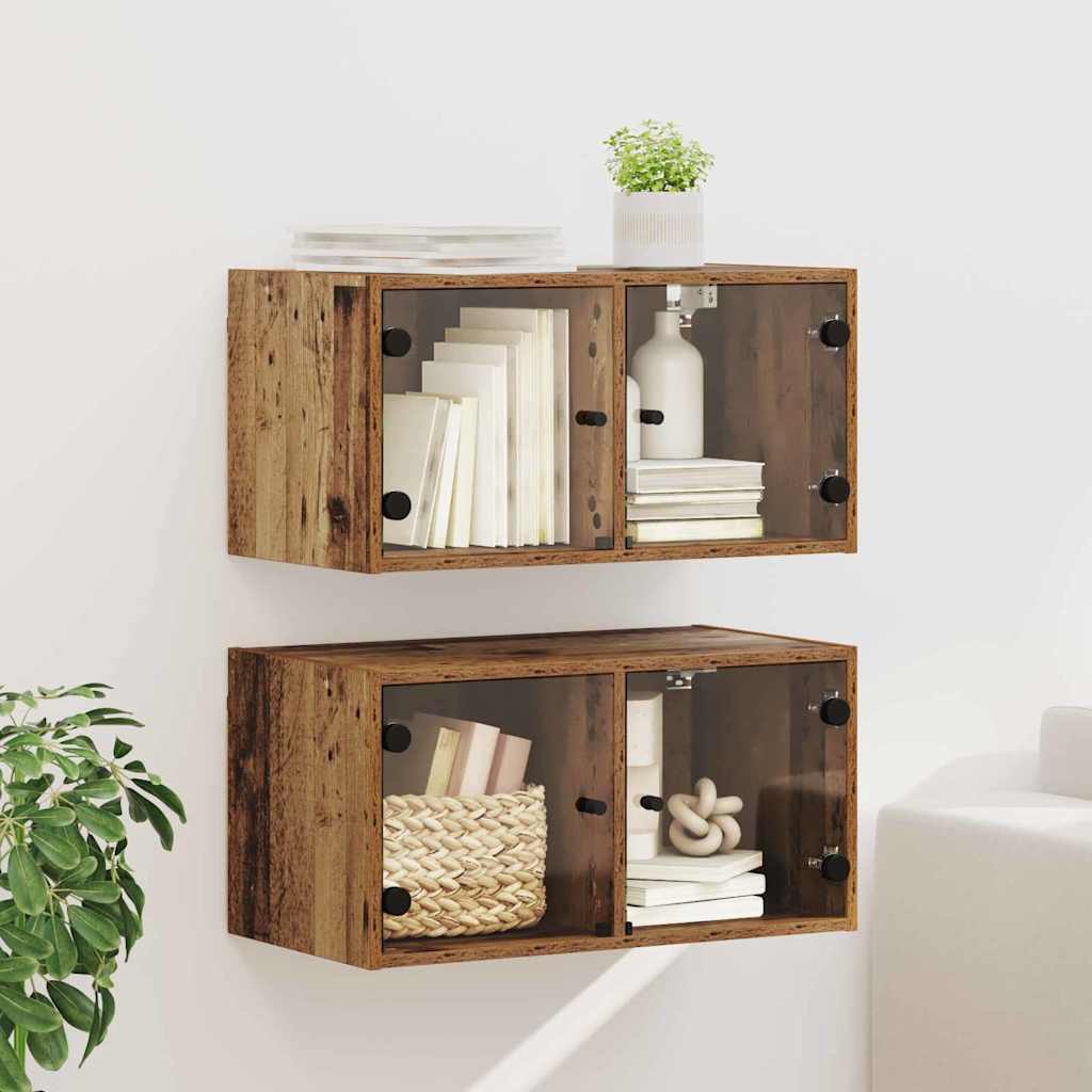 vidaXL Wall Cabinets 2 pcs 68 x 37 x 35 cm Engineered Wood Old Wood