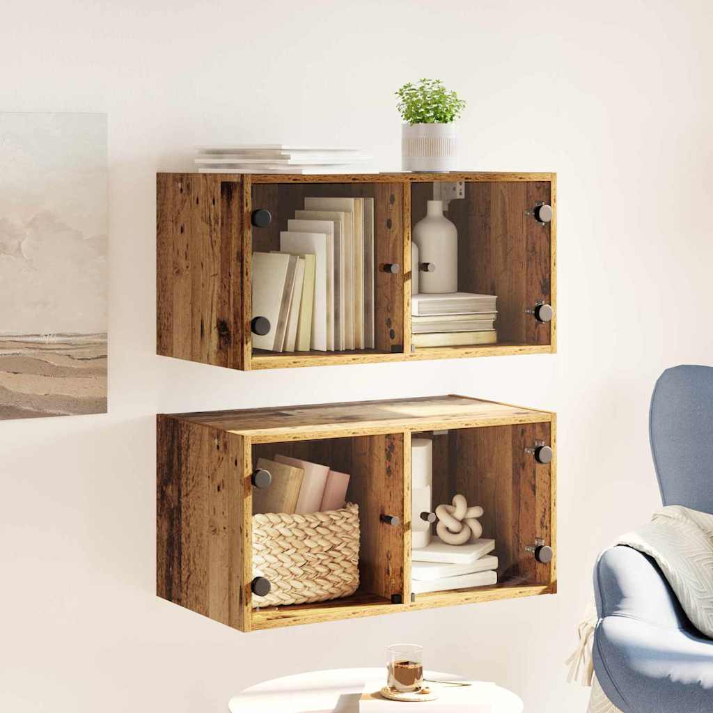 vidaXL Wall Cabinets 2 pcs 68 x 37 x 35 cm Engineered Wood Old Wood