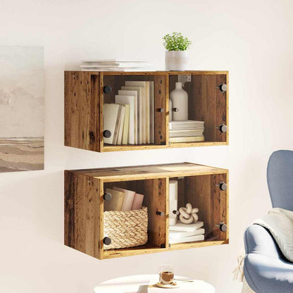 vidaXL Wall Cabinets 2 pcs 68 x 37 x 35 cm Engineered Wood Old Wood