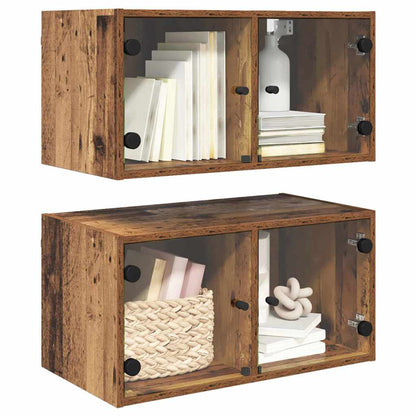 vidaXL Wall Cabinets 2 pcs 68 x 37 x 35 cm Engineered Wood Old Wood