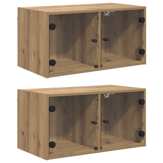 vidaXL Wall Cabinets 2 pcs 68 x 37 x 35 cm Engineered Wood Artisan Oak