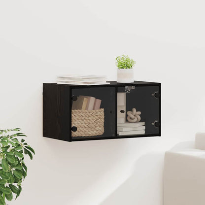 vidaXL Wall Cabinet 68 x 37 x 35 cm Engineered Wood Black Oak