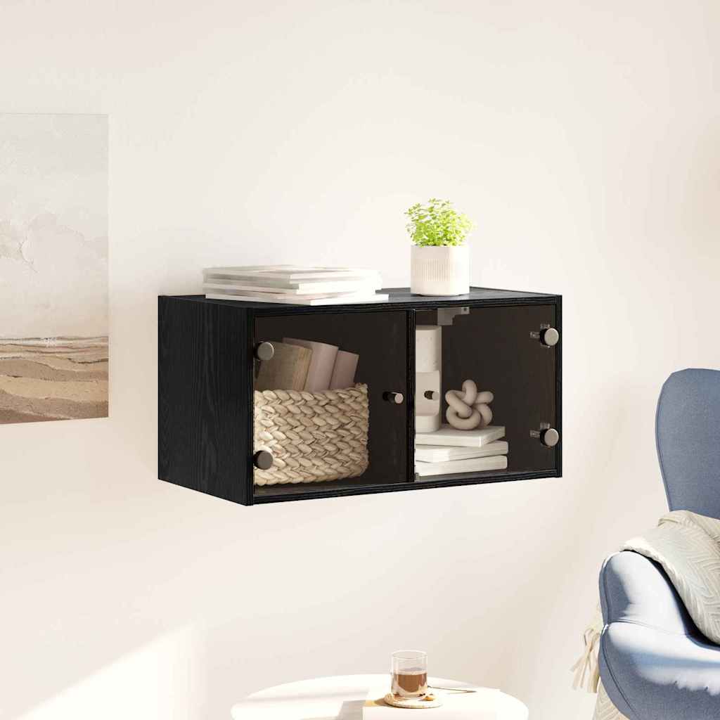 vidaXL Wall Cabinet 68 x 37 x 35 cm Engineered Wood Black Oak