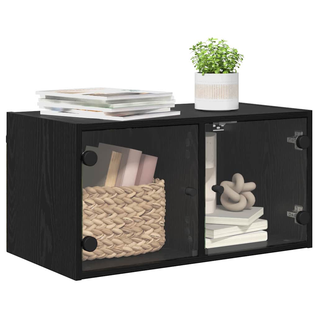 vidaXL Wall Cabinet 68 x 37 x 35 cm Engineered Wood Black Oak