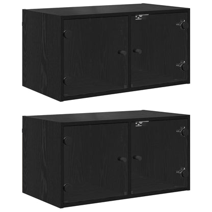 vidaXL Wall Cabinets 2 pcs Black Oak 68 x 37 x 35 cm Engineered Wood