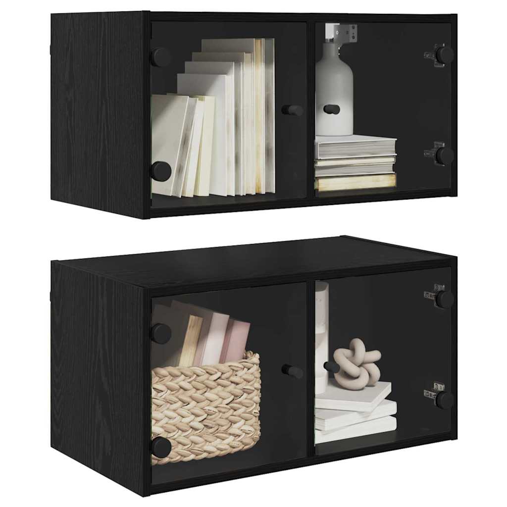 vidaXL Wall Cabinets 2 pcs 68 x 37 x 35 cm Engineered Wood Black Oak