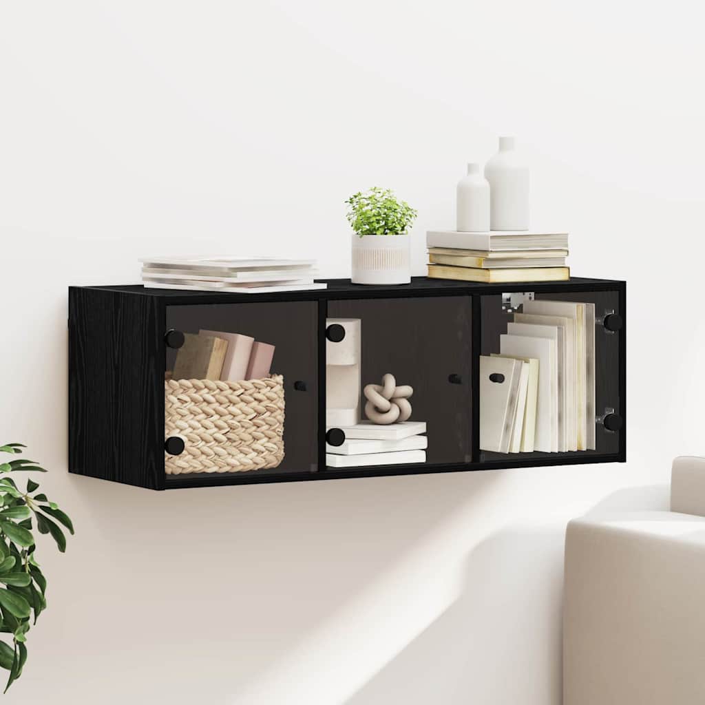 vidaXL Wall Cabinet 102 x 37 x 35 cm Engineered Wood Black Oak