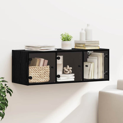vidaXL Wall Cabinet 102 x 37 x 35 cm Engineered Wood Black Oak