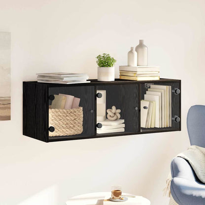 vidaXL Wall Cabinet 102 x 37 x 35 cm Engineered Wood Black Oak
