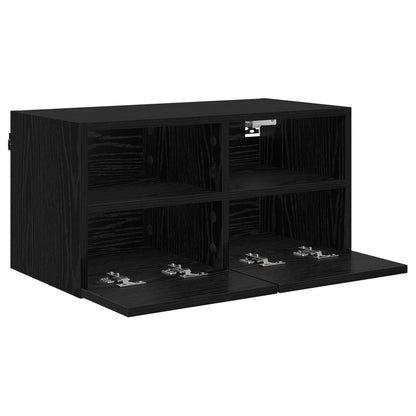 vidaXL TV Wall Cabinet Black Oak 60 x 30 x 30 cm Engineered Wood