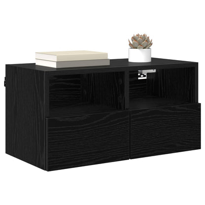 vidaXL TV Wall Cabinet Black Oak 60 x 30 x 30 cm Engineered Wood
