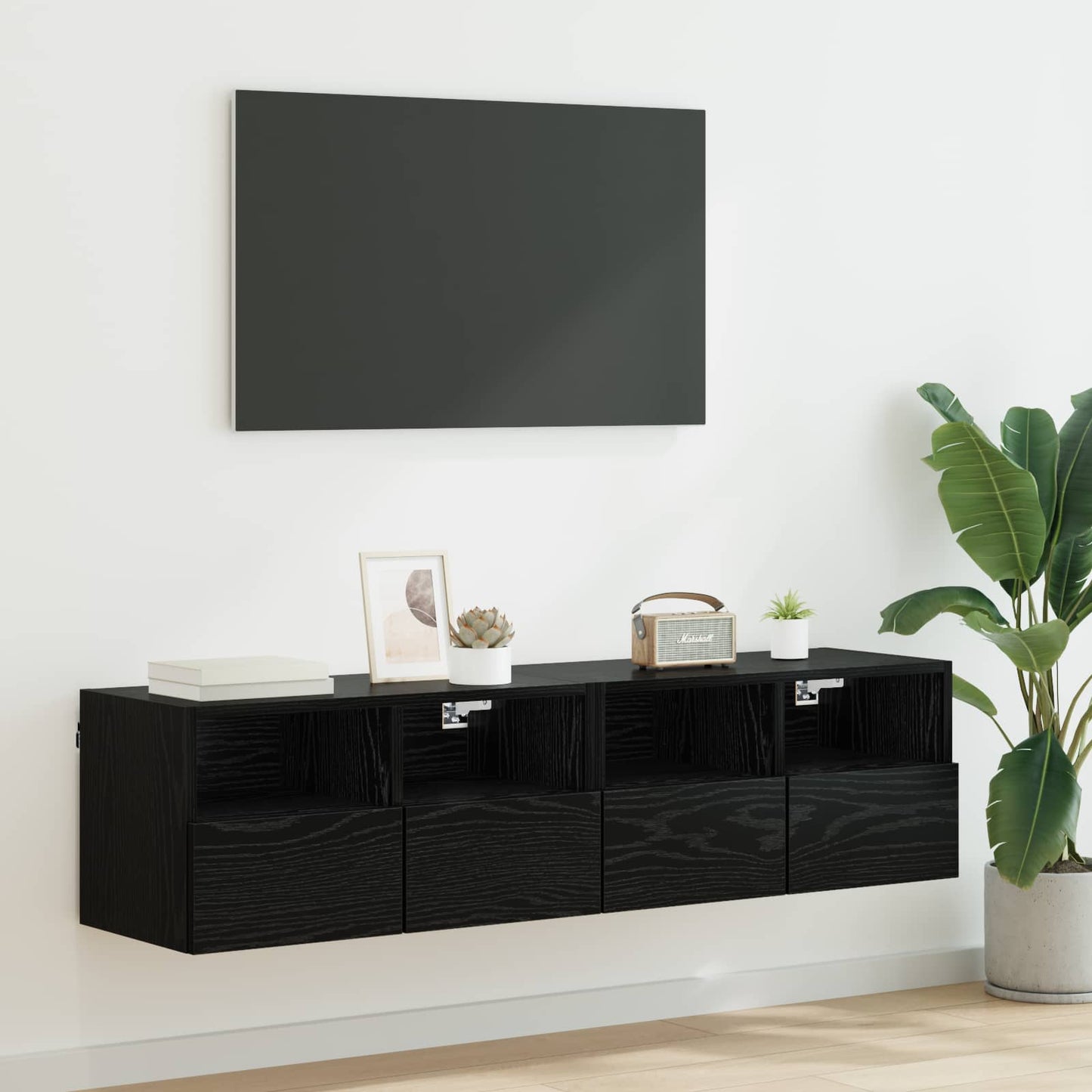 vidaXL TV Wall Cabinets Wall-mounted 2 pcs Black Oak 60 x 30 x 30 cm