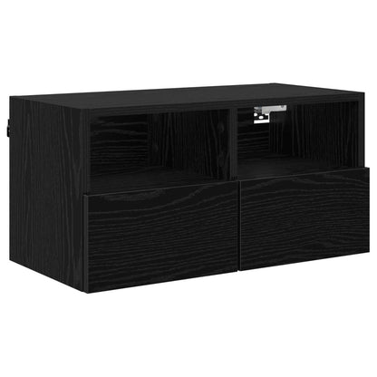 vidaXL TV Wall Cabinets Wall-mounted 2 pcs Black Oak 60 x 30 x 30 cm