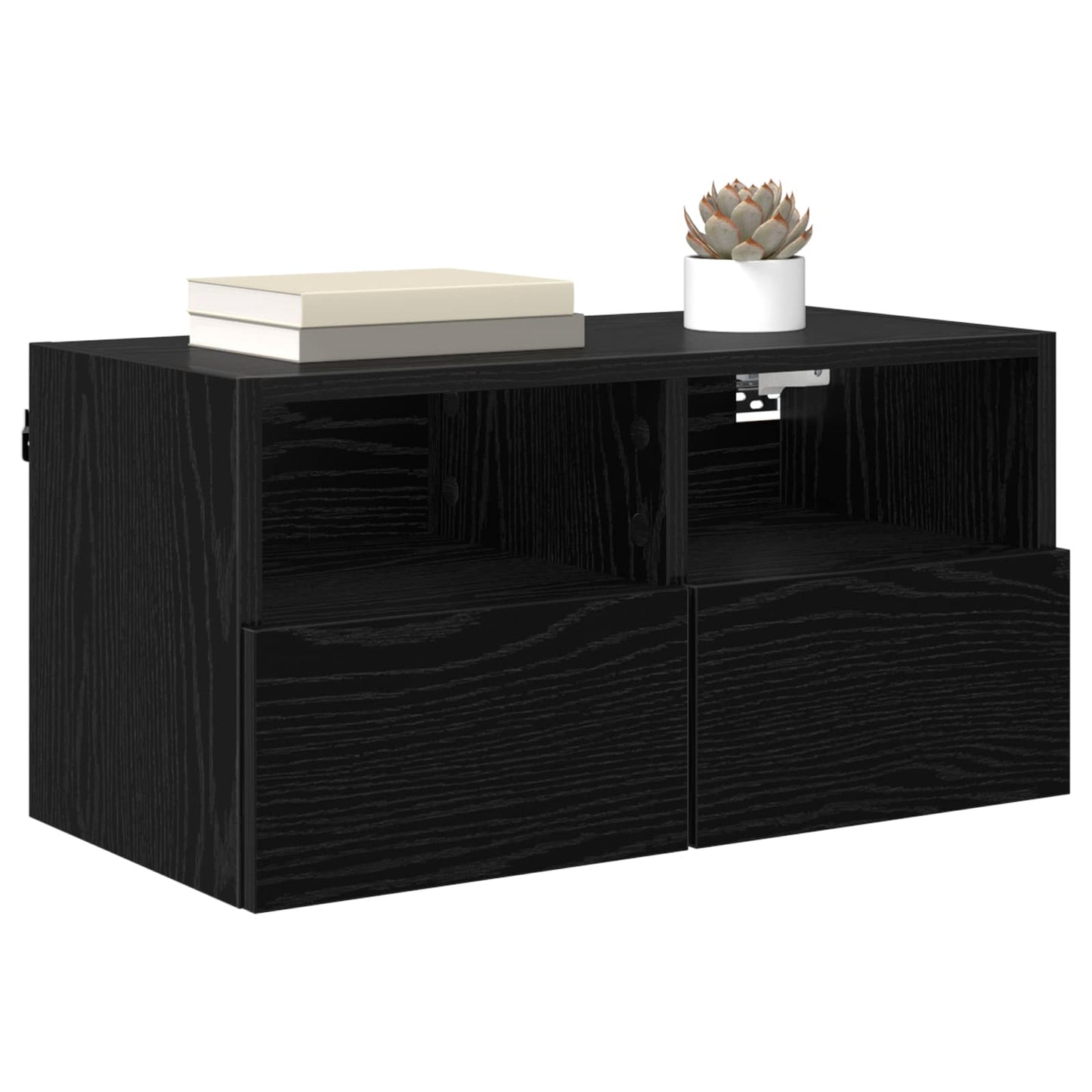 vidaXL TV Wall Cabinets Wall-mounted 2 pcs Black Oak 60 x 30 x 30 cm