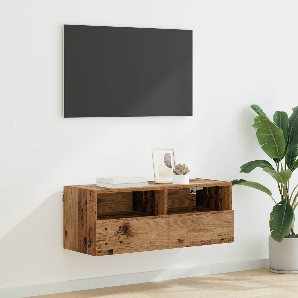vidaXL TV Wall Cabinet 80 x 30 x 30 cm Old Wood Engineered Wood
