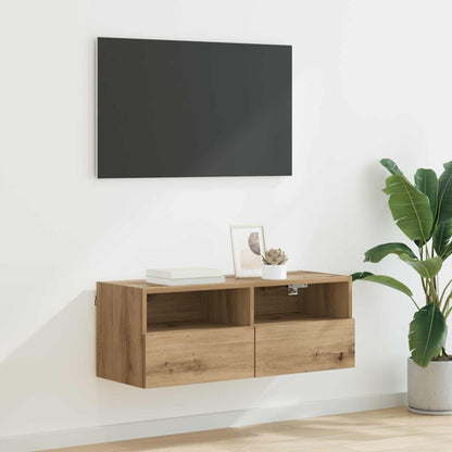 vidaXL TV Wall Cabinet 80 x 30 x 30 cm Artisan Oak Engineered Wood