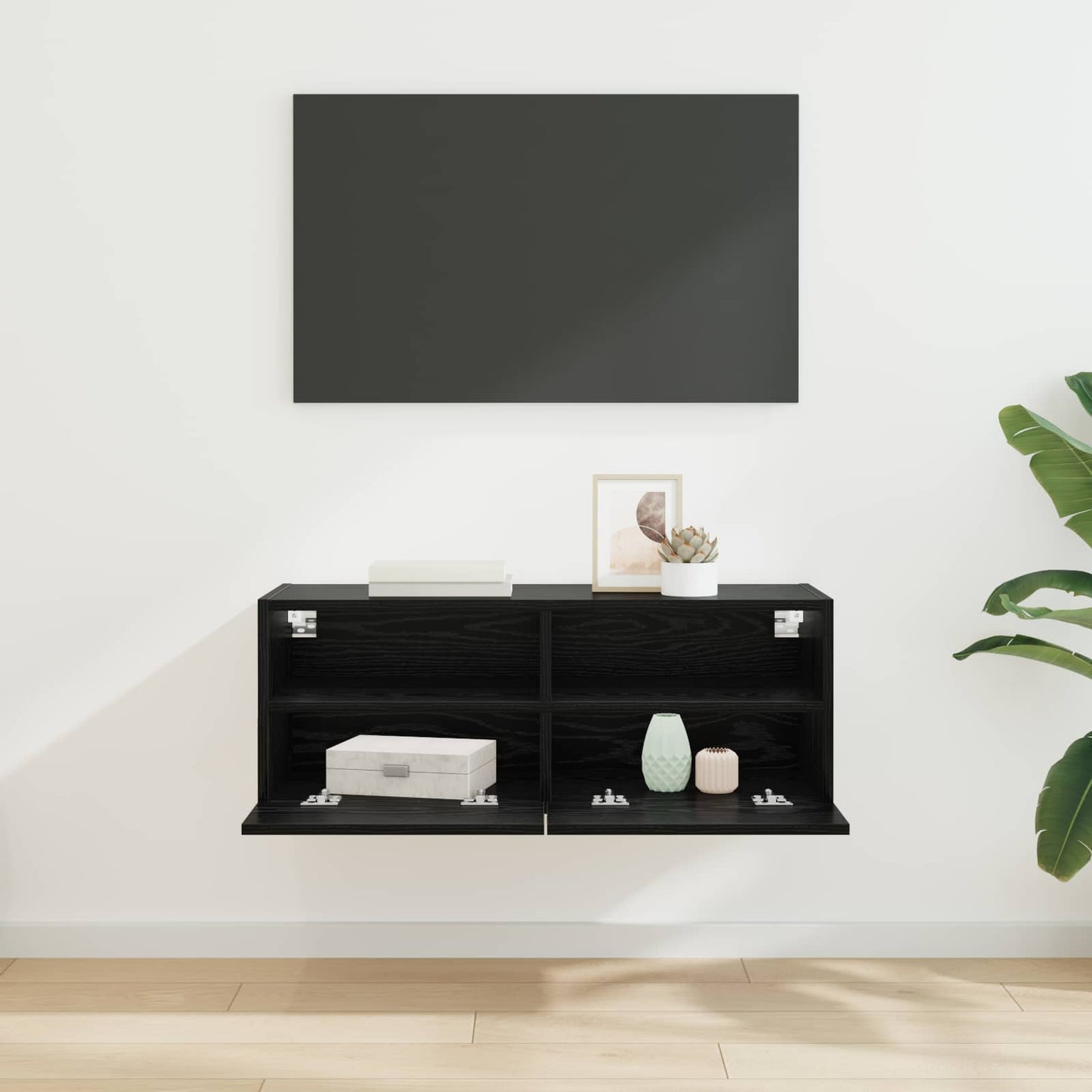 vidaXL TV Wall Cabinet Black Oak 80 x 30 x 30 cm Engineered Wood